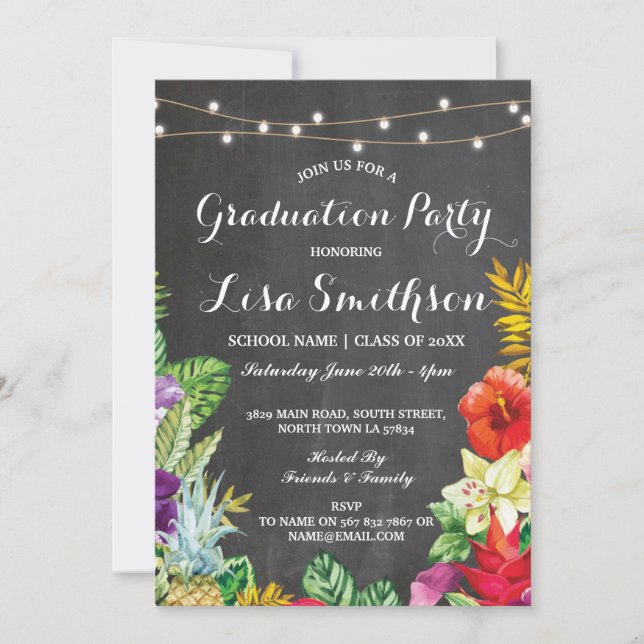Invitation de la fête des diplômés Aloha Tropical  (Devant)