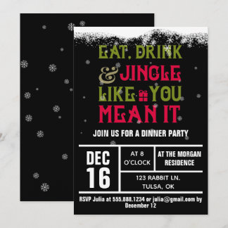 Invitation de la fête des fêtes Eat, Drink & Jingl