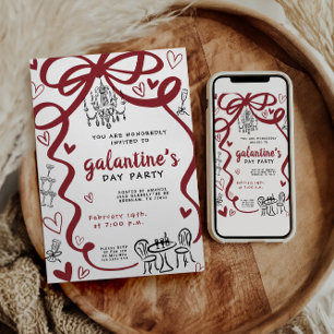 Invitation de la fête des Galentines à main lunair