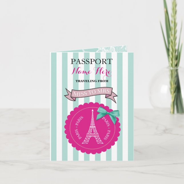 Invitation de la Fête des mariées partie Passeport (Devant)
