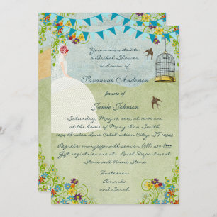 Invitation de la Fête des mariées Red Head Birdcag