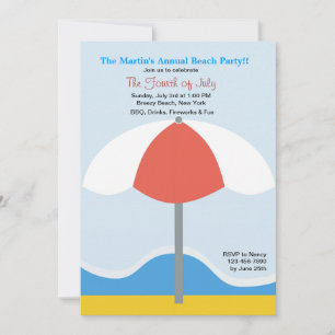 Invitation de la fête des parapluies de plage