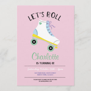 Invitation de la Fête des Roller Roller Skate Girl