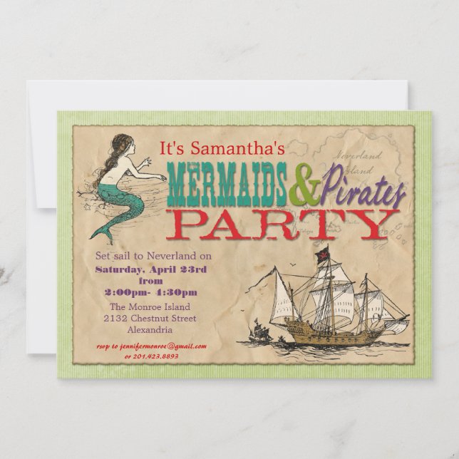 Invitation de la Fête des sirènes et des pirates (Devant)