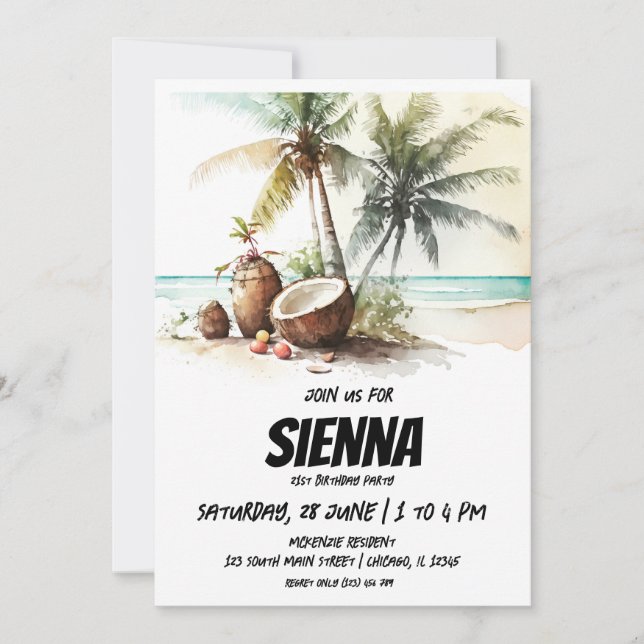 Invitation de la fête d'été de plage (Devant)