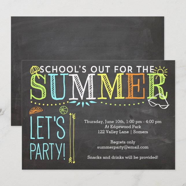 Invitation de la fête d'été-école (Devant / Derrière)