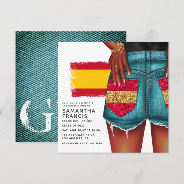 Invitation de la fête d'études supérieures Denim G (Devant / Derrière)