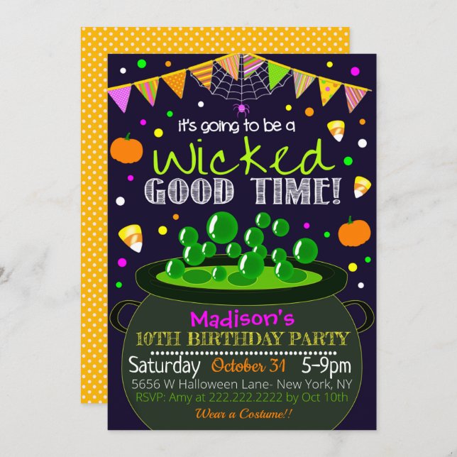 Invitation de la fête d'Halloween (Devant / Derrière)