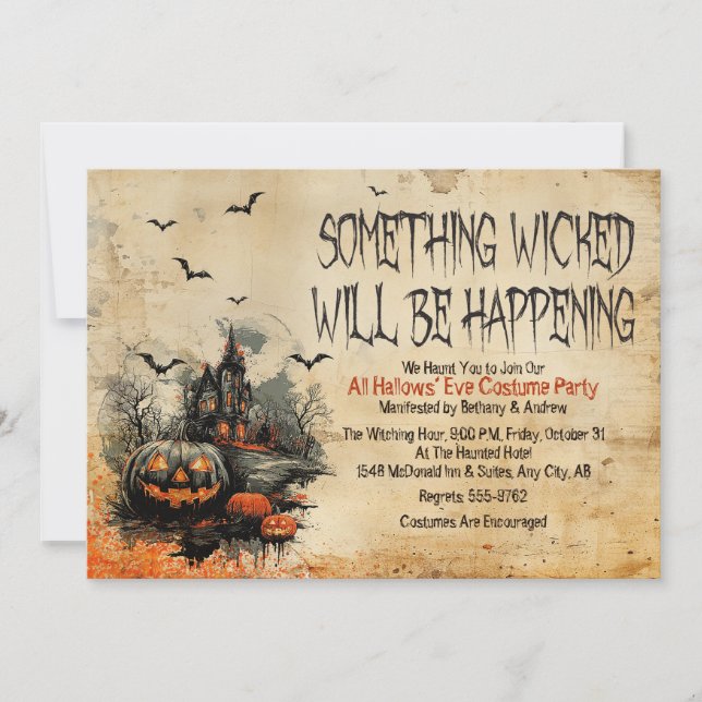Invitation de la fête d'Halloween (Devant)