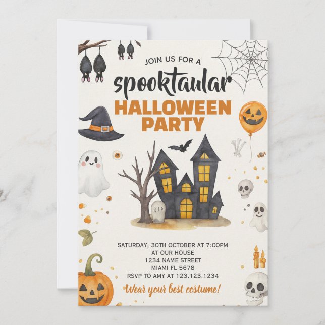 Invitation de la fête d'Halloween (Devant)