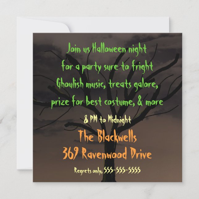 Invitation de la fête d'Halloween (Devant)