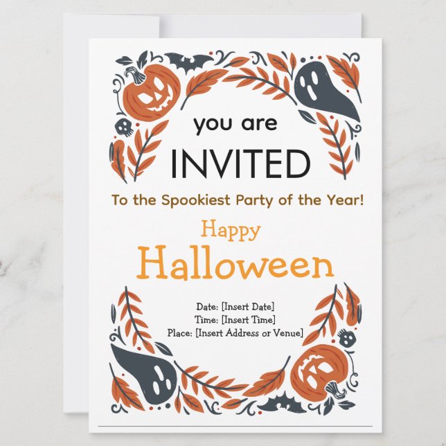 Invitation de la fête d'Halloween (Devant)