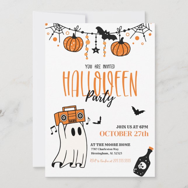 Invitation de la fête d'Halloween (Devant)