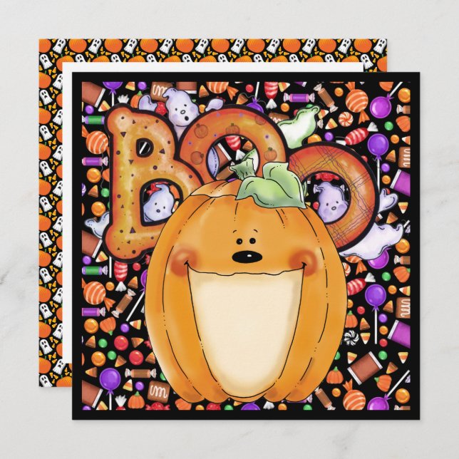 Invitation de la fête d'Halloween (Devant / Derrière)