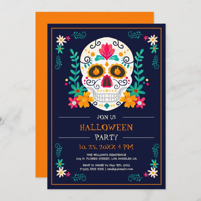 Invitation de la fête d'Halloween (Devant / Derrière)