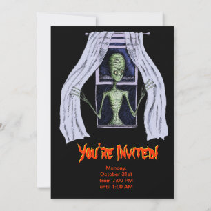 Invitation de la fête d'Halloween - Alien de fenêt