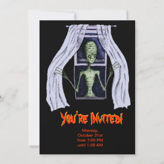Invitation de la fête d'Halloween - Alien de fenêt
