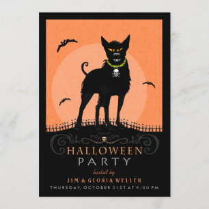 Invitation de la fête d'Halloween - Chien effrayan