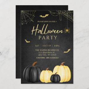 Invitation de la fête d'Halloween Citrouille noir