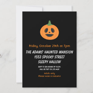 Invitation de la fête d'Halloween Citrouille orang