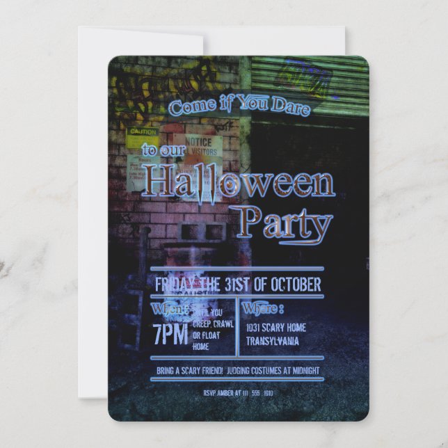 Invitation de la fête d'Halloween dans l'allée de  (Devant)