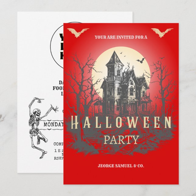 Invitation de la fête d'Halloween d'entreprise | L (Devant / Derrière)