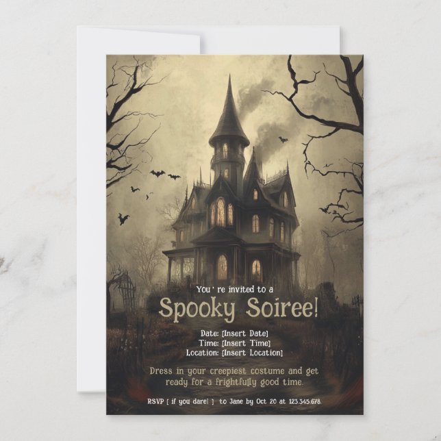 Invitation de la fête d'Halloween éffrayante (Devant)