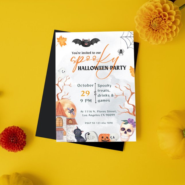 Invitation de la fête d'Halloween Éffrayante en no (Créateur téléchargé)
