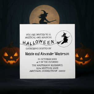 Invitation de la fête d'Halloween en sorcière vola