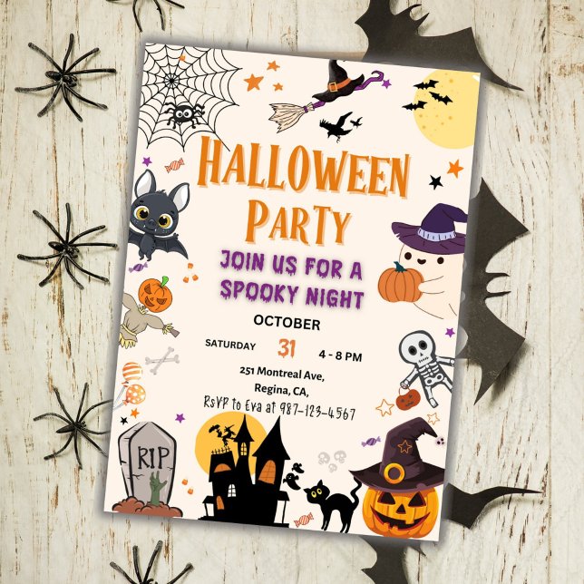 Invitation de la fête d'Halloween Enfants Éffrayan (Créateur téléchargé)