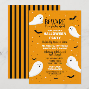 Invitation de la fête d'Halloween Ghosts Orange Ba