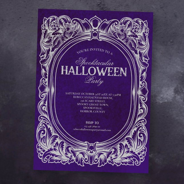 Invitation de la fête d'Halloween gothique violet (Créateur téléchargé)