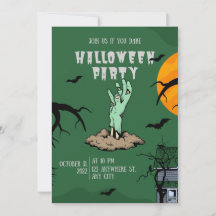 Invitation de la fête d'Halloween illustrée en ver