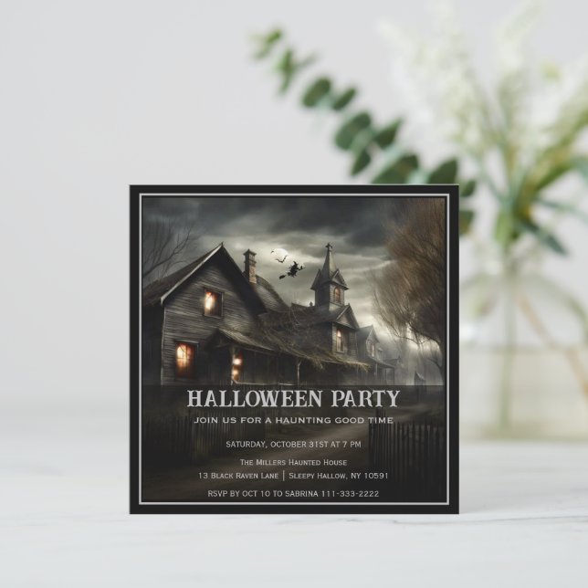 Invitation de la fête d'Halloween Maison éffrayant (Debout devant)