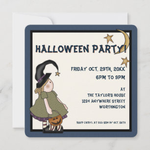 Invitation de la fête d'Halloween Prim Witch pour
