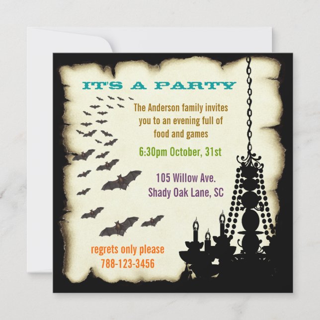 Invitation de la fête d'Halloween vintage (Devant)