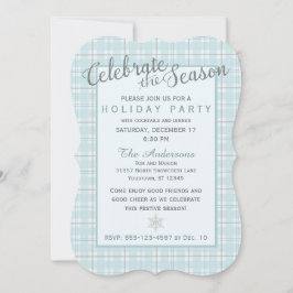 Invitation de la fête d'hiver Aqua Plaid