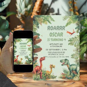 Invitation de la fête Dino Roaring Good Time