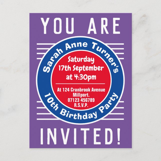 Invitation de la fête du 10e anniversaire de l'enf (Devant)