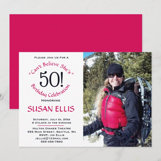 Invitation de la fête du 50e anniversaire (Devant / Derrière)