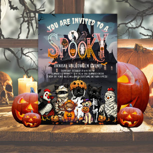 Invitation de la fête du costume animal éffrayant