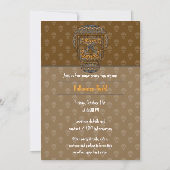 Invitation de la fête du crâne d'Halloween (Devant)