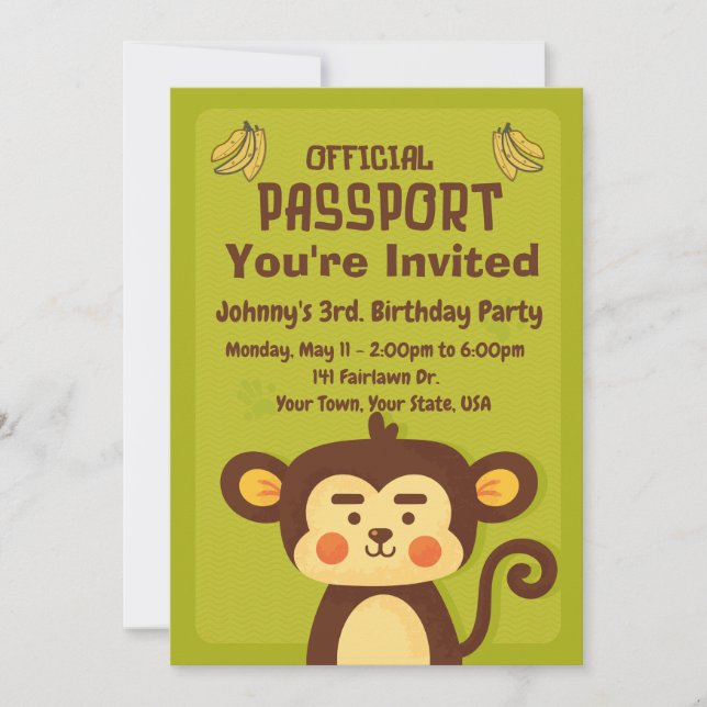Invitation de la fête du passeport pour enfants (Devant)