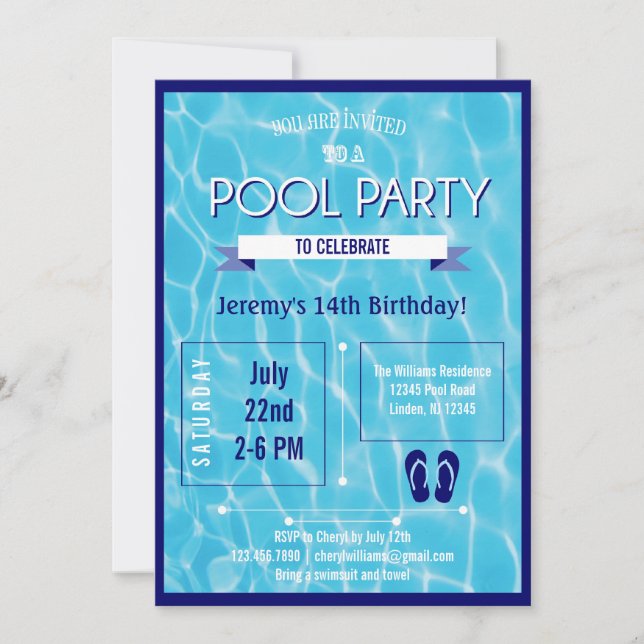 Invitation de la fête du pool Bleu (Devant)