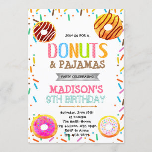 Invitation de la fête du pyjama de Donut