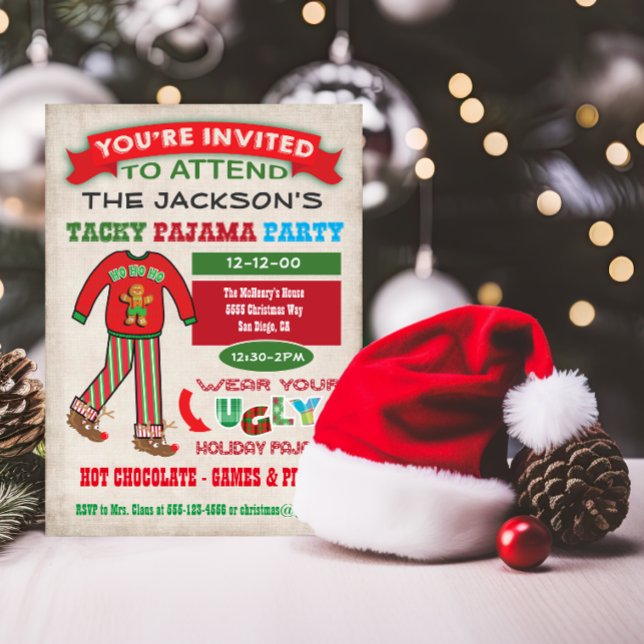 Invitation de la fête du pyjama de Noël moche (Créateur téléchargé)