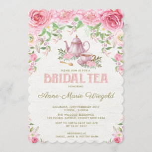 Invitation de la fête du thé à la Fête de l'mariée