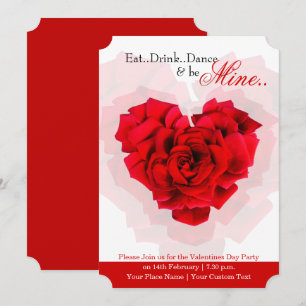 Invitation de la fête en forme de coeur de rose ro