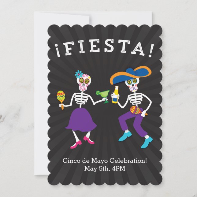 Invitation de la fête Fiesta Skulls (Devant)