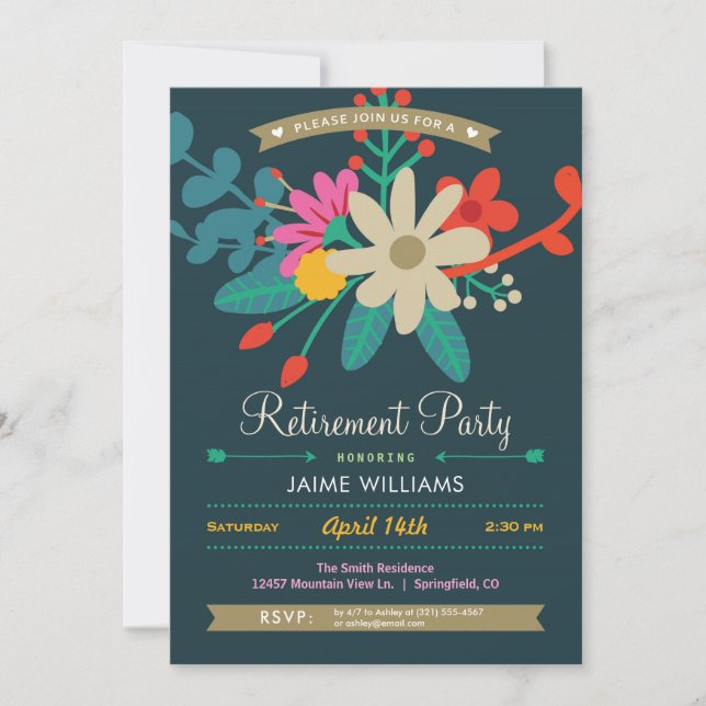 Invitation de la fête florale de retraite (Devant)